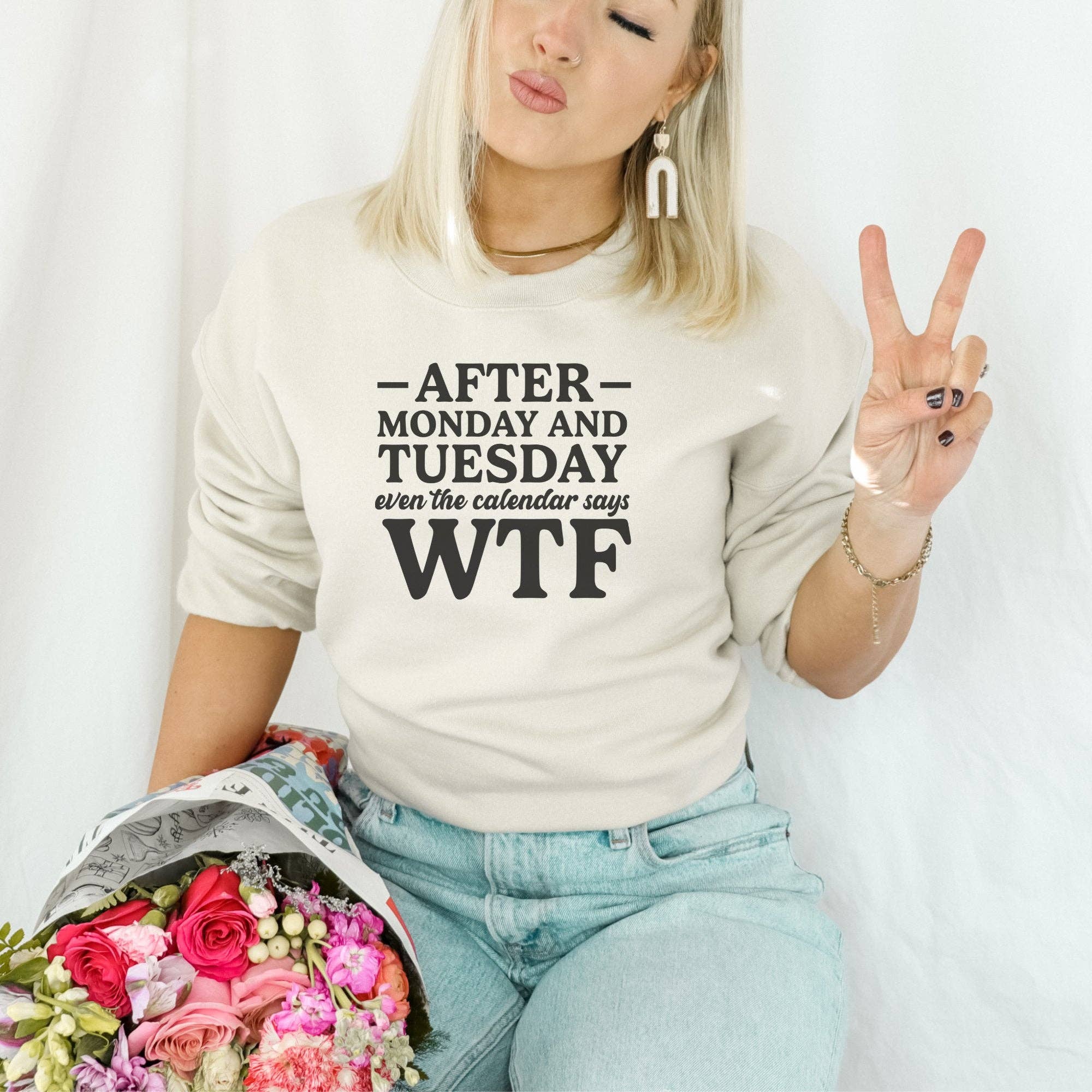 Trendznmore - Modern Graphic Apparel - Wholesale Graphic Sweatshirt - Women's - WTF Week Crewneck Sweatshirt3