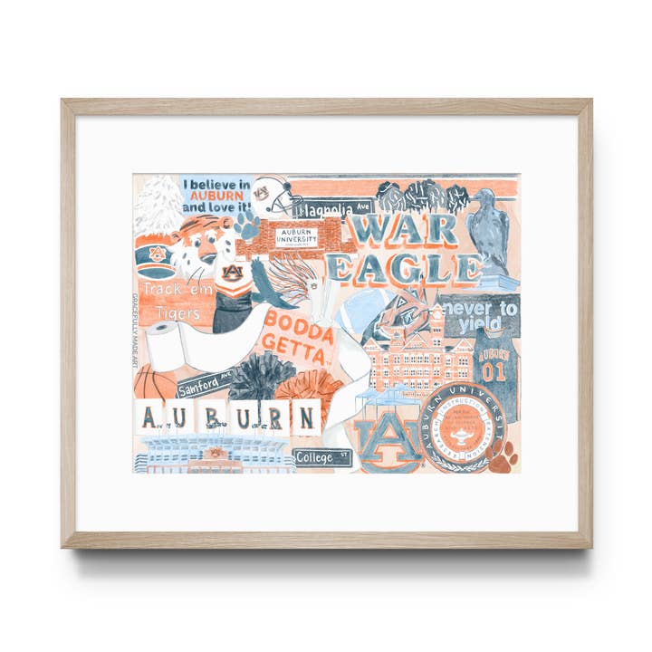 Gracefully Made Art - Vente Affiche d'art - Collage imprimé de l'Université d'Auburn, Collegiate, Game Day0