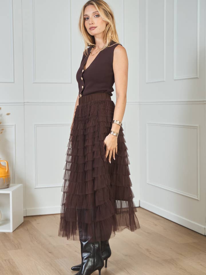 LULUMARY - Wholesale Skirt - Women's - Long tulle skirt SK787A8