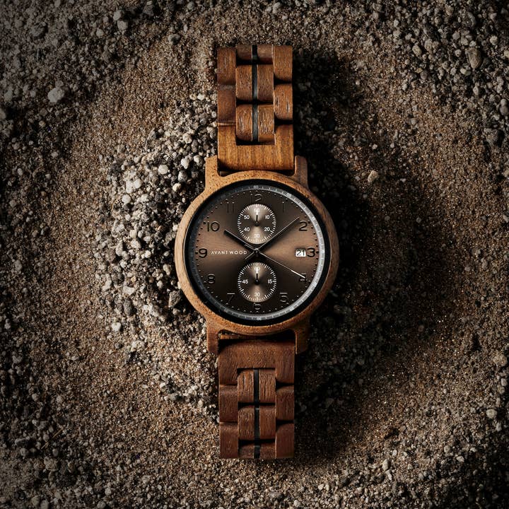 Relógio masculino Voyager - Black Slate por atacado de AvantWood