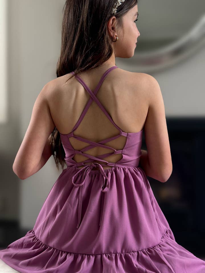 A Little Lacey - Wholesale Dress – Kids - Clara Chiffon Girls Maxi Dress Mauve8