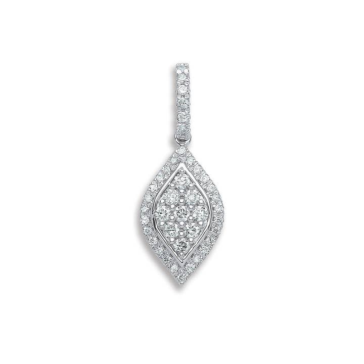 Fine Diamond 18ct White Gold Elegant Drop Pendant for wholesale by Mejoma