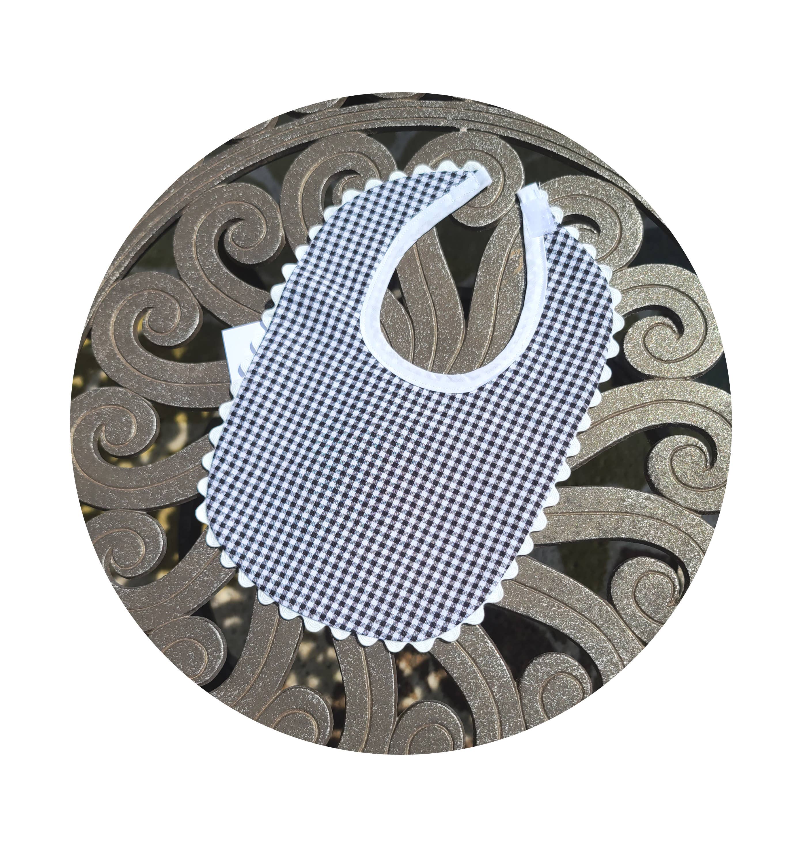 THE ROYALTY COLLECTION - Wholesale Bib - Baby - Gingham Baby Bib With Ric Rac7