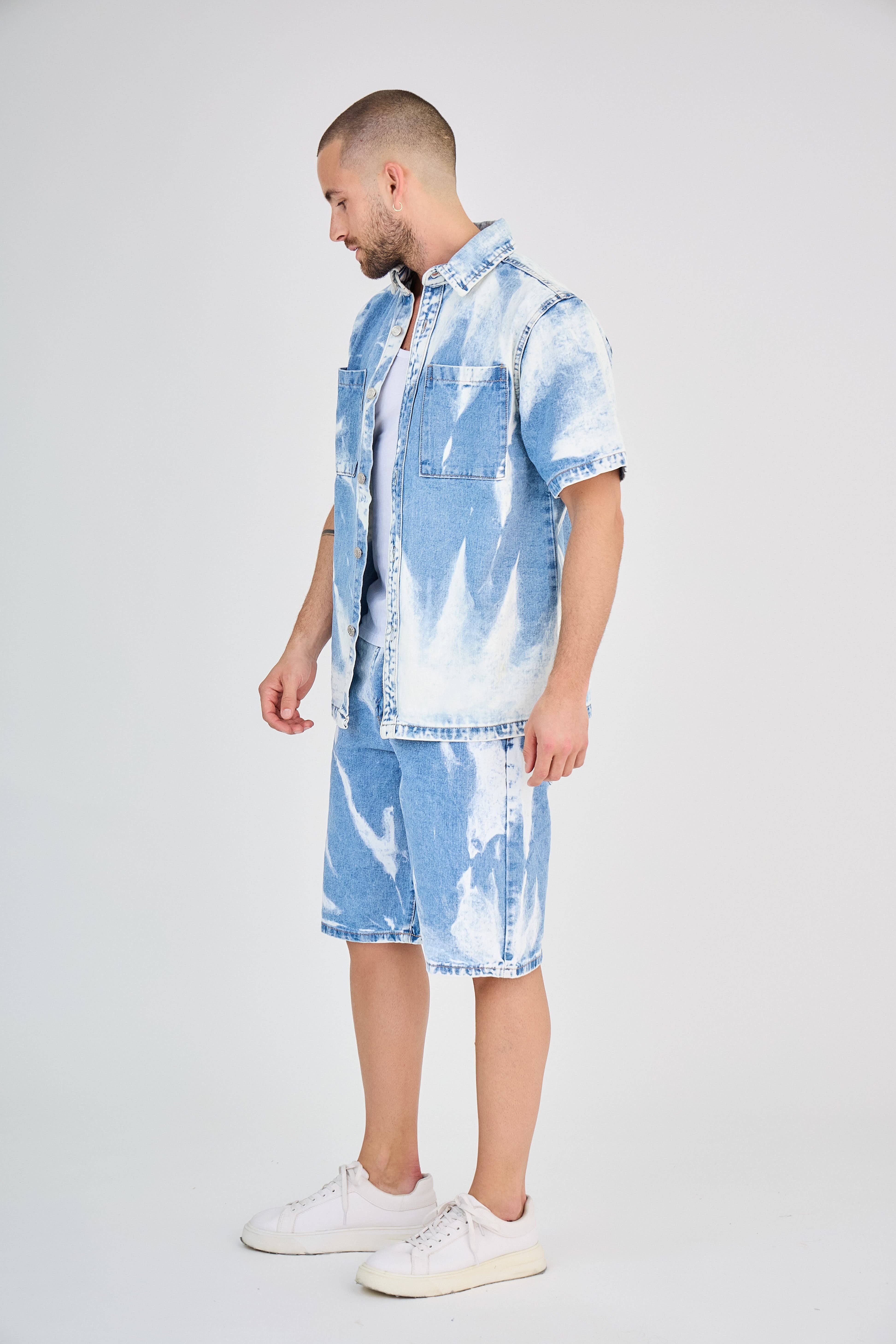 TOP MONDAY - Wholesale Top & Short Set (NOT Loungewear) - Men's - Blue Washed Effect Jeans Set3