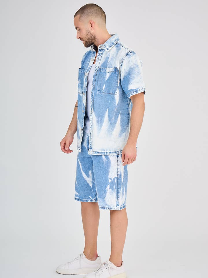 TOP MONDAY - Wholesale Top & Short Set (NOT Loungewear) - Men's - Blue Washed Effect Jeans Set3