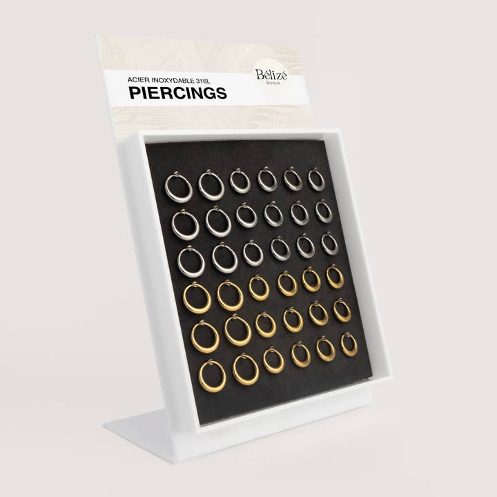 Pack mit 36 Nora-Ringpiercings - Edelstahl für den Großhandel von Bélizé Bijoux