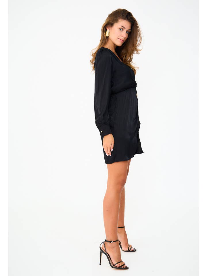 LOVIE & CO - Wholesale Dress - Women's - Short party dress with gold buckle - LANTANA1