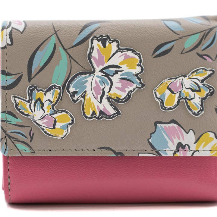 Zinnia Flower Tri fold Purse - 3675 31 for wholesale by Mala Leather