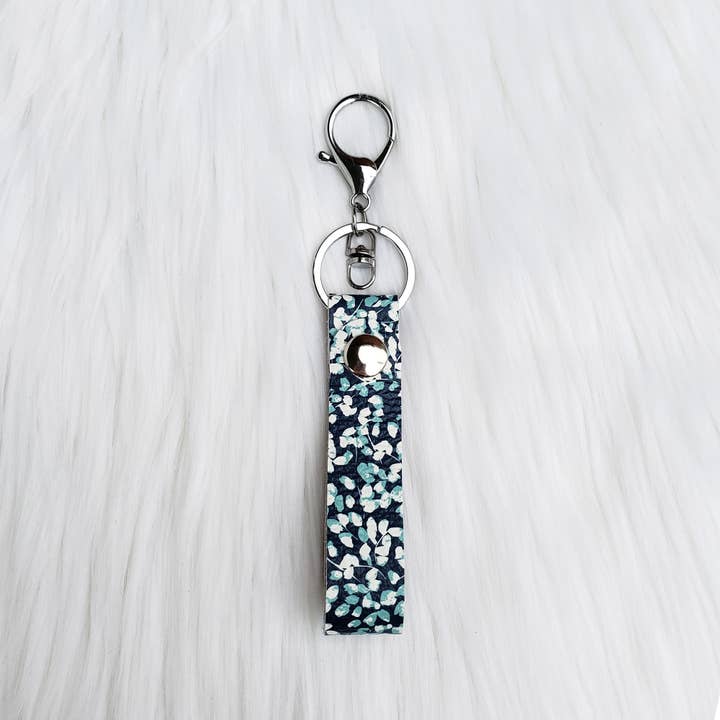Blue Spring Flowers Snap Loop Keychain for wholesale by The Purple Chickadee
