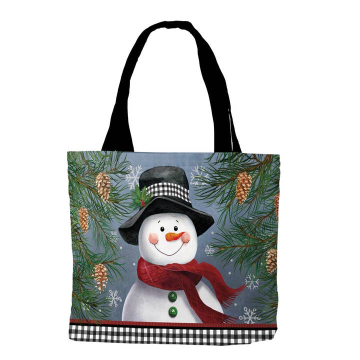 Smiling Snowman Winter Tote 15" x 14" x 7" Briarwood Lane for wholesale by Briarwood Lane