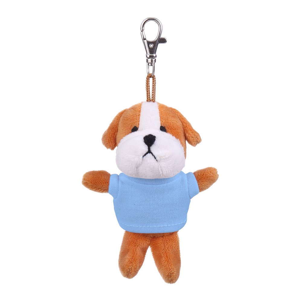 Plushland - Wholesale Keychain – Unisex - 4" Keychain - Bulldog with customized shirt4