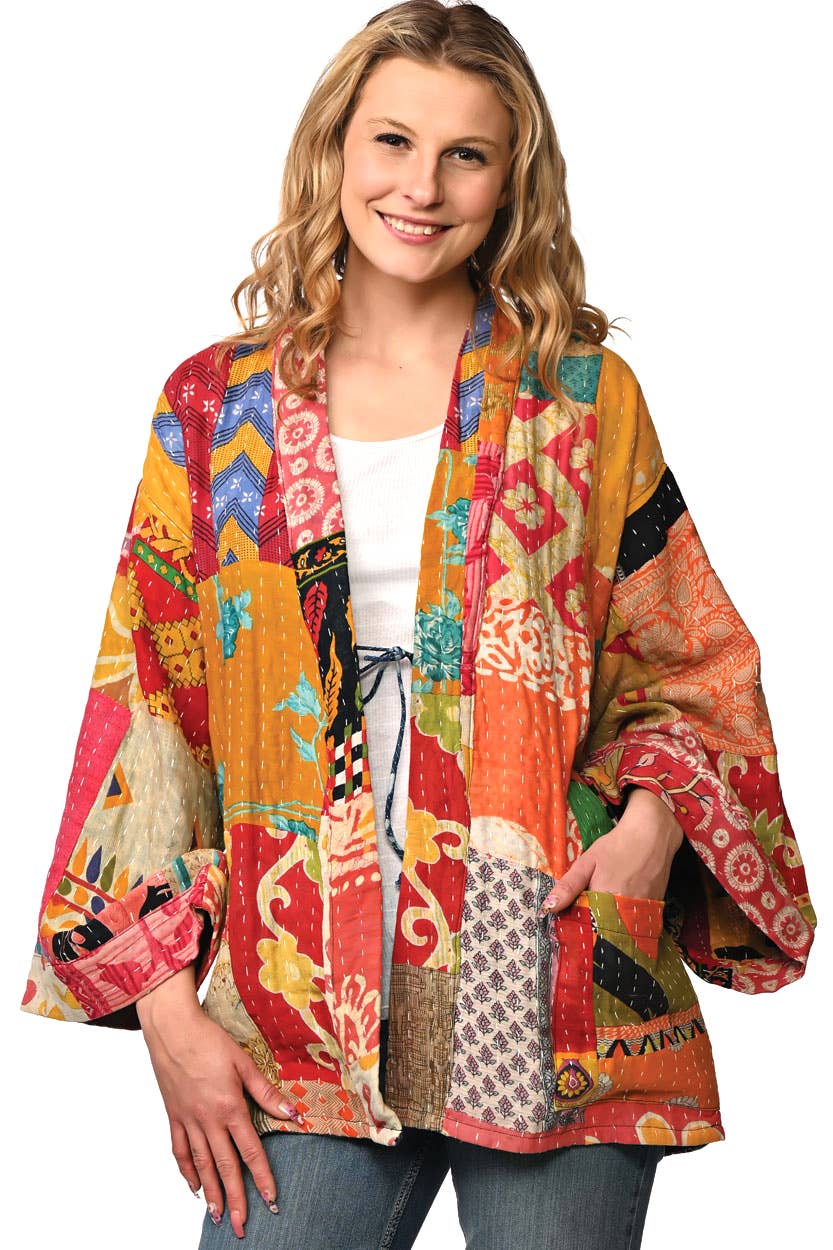 Sevya Handmade - Vendita all'ingrosso Kimono - Donna - Giacca Kimono Kantha reversibile in cotone