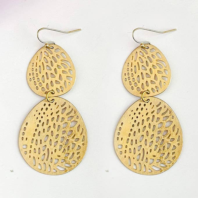 Orecchini a forma di foglia stampati (oro) per la vendita all'ingrosso da parte di WorldFinds