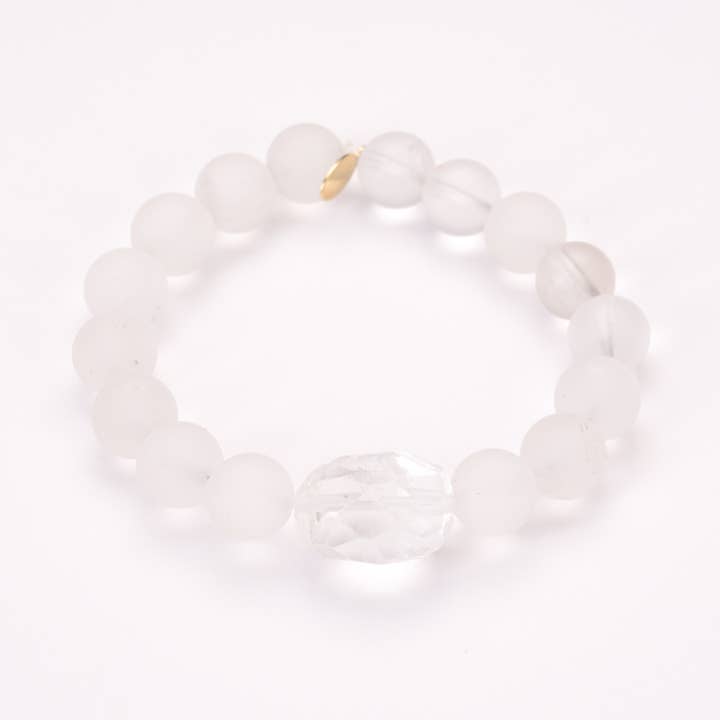 Armband aus mattem klarem Quarzkristall | Klarer Quarz für den Großhandel von Infinite Warrior