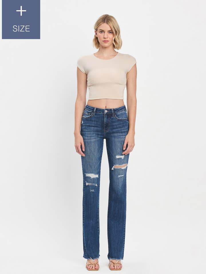 PLUS SIZE TUMMY CONTROL HIGH RISE RAW HEM BOOTCUT LV1485-P for wholesale by Lovervet by VERVET