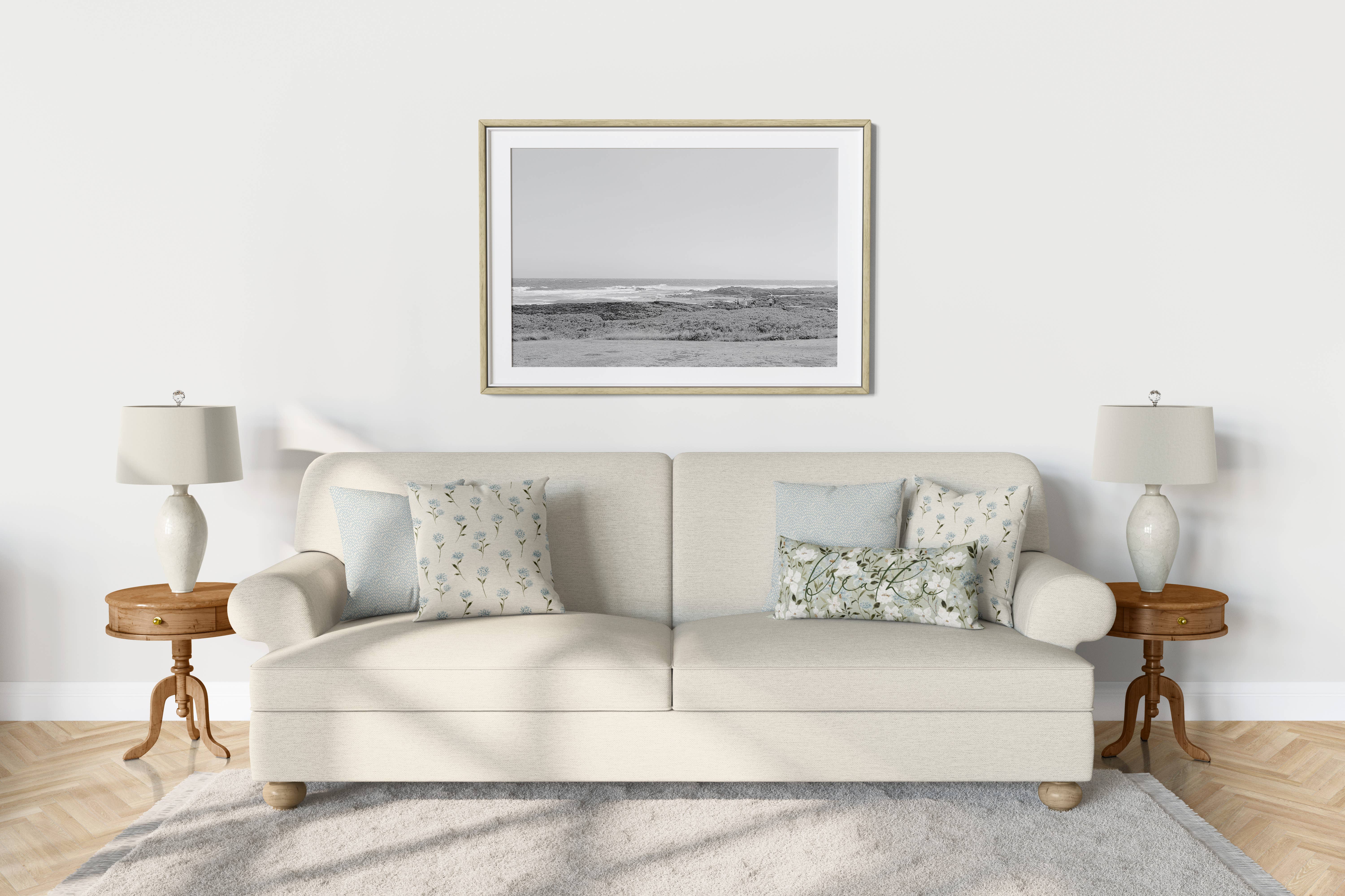 Beth Schneider Designs, LLC - Wholesale Throw/Decorative Pillow - Aire Floral 100% Soft Cotton Square 20"x20" Accent Pillow4