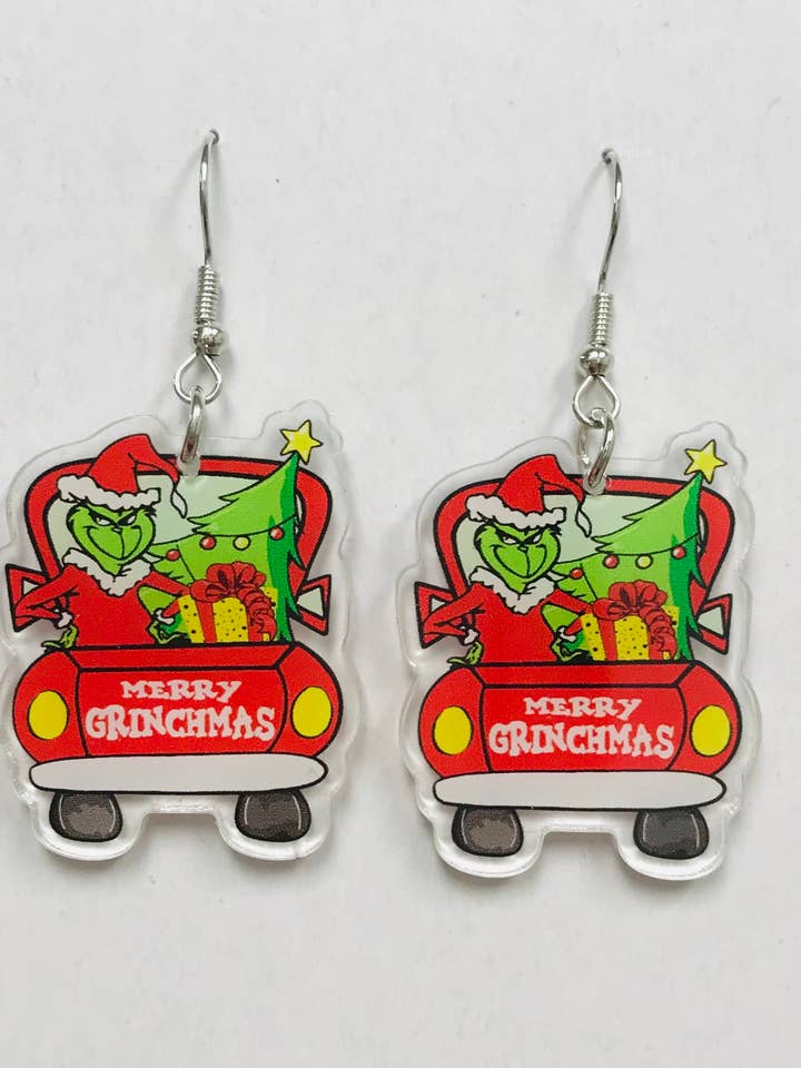 Christmas Earrings, You're A Mean One Acrylic Earrings for wholesale by SimpleNGreat