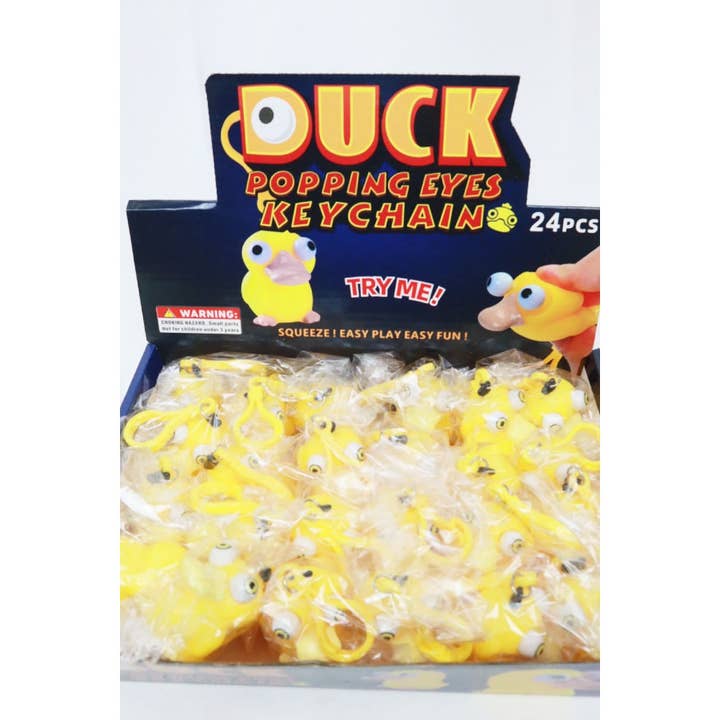 YELLOW Popping Eyes Duck Toy Key Chain for wholesale on Faire5