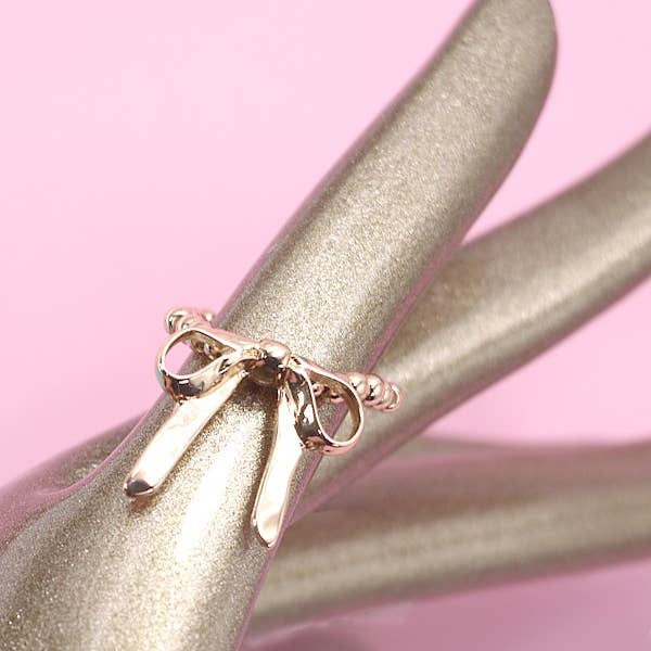 GOLD BOW RIBBON STRETCHABLE RING | 31R24002 for wholesale on Faire