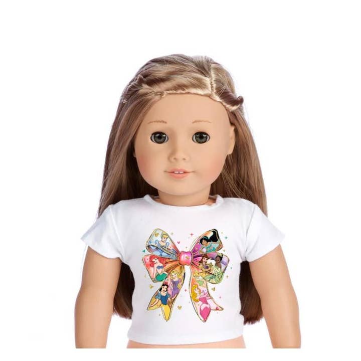 Retro Princess Bow Coquette Doll & Kids Matching T-Shirts for wholesale by Hatch & Hug