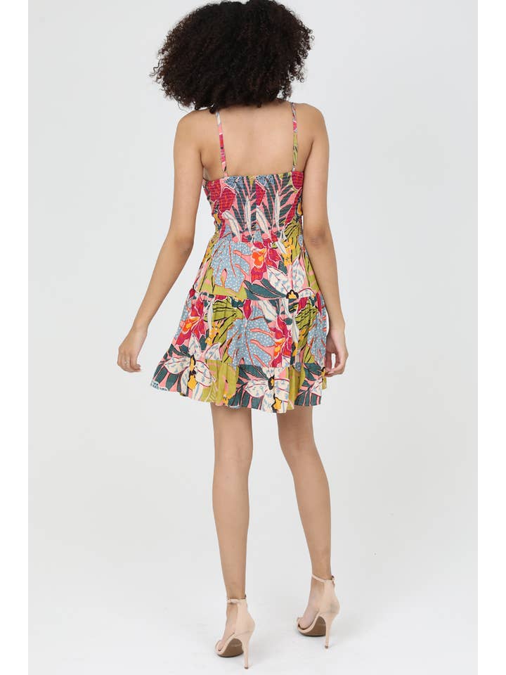 ANGIE - Wholesale Dress - Women's - C4143-A865 TROPICAL PRINT V NECK TWIST FRONT CUT OUT DRESS3