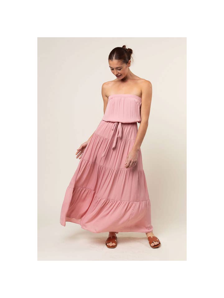 Naked Zebra - Wholesale Dress - Women's - Maxi Tiered Tube Dress With Elasticized Waist
