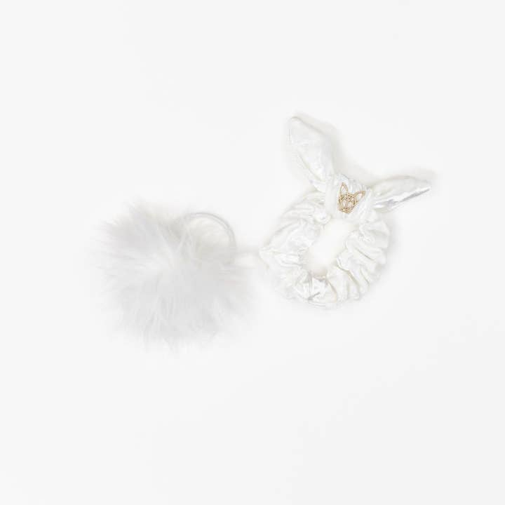 Girls Mini Velvet Hunny Bunny Scrunchie | COCONUT WHITE for wholesale by Hunny Bunny Collection