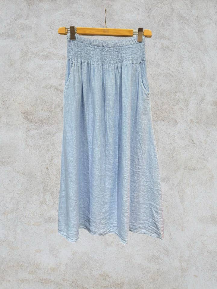 NAÏS PARIS - Wholesale Skirt - Women's - LONG SKIRT WITH SMOCKED WAIST AND POCKETS 100% LINEN6