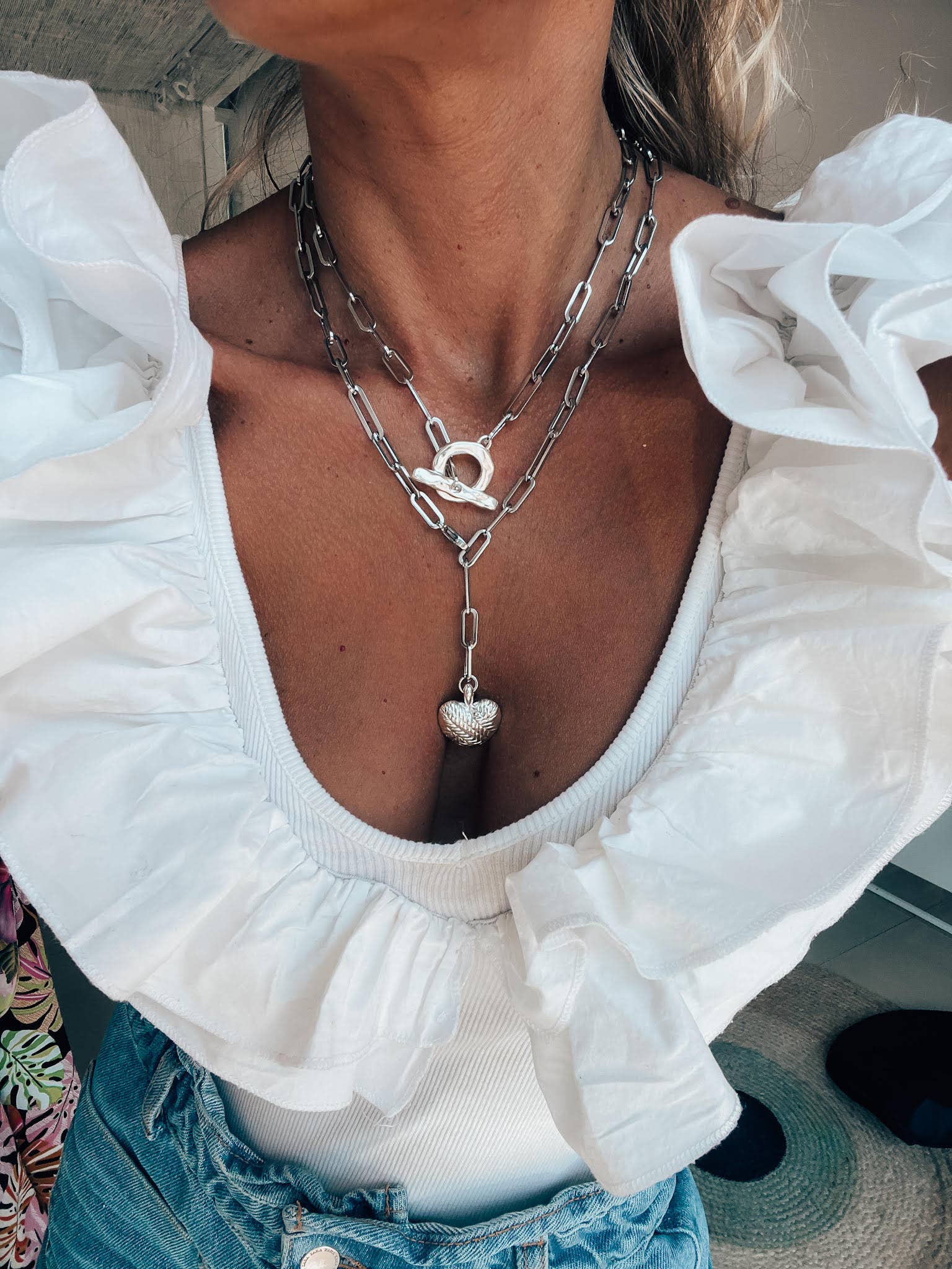 Goupi - Vendita all'ingrosso Collana con ciondolo/pendaglio - Collana in acciaio con ciondolo cuore a forma di lucchetto placcato oro e catena a maglie argento6