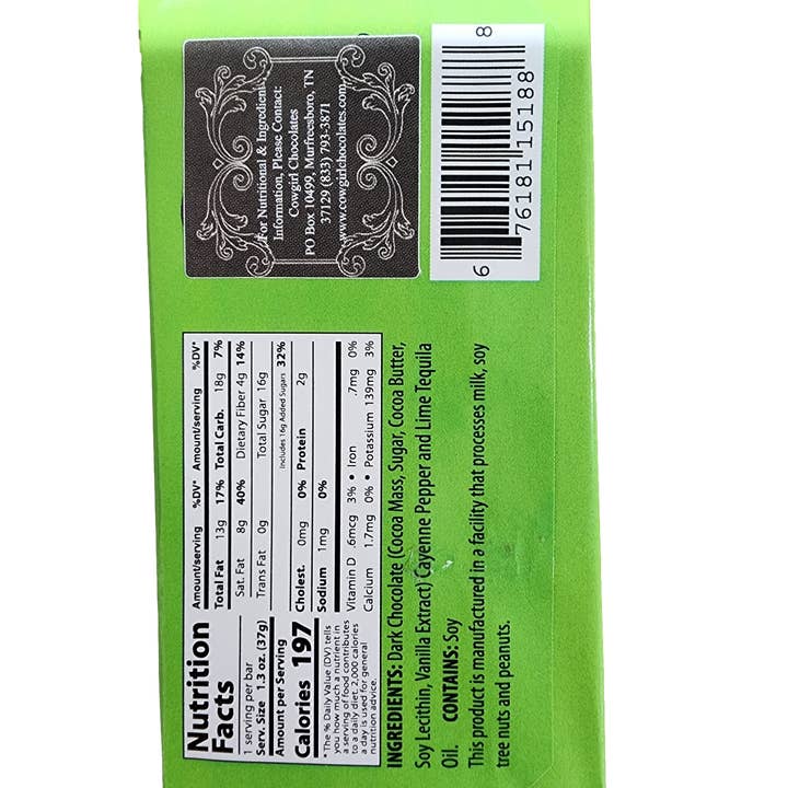 Cowgirl Chocolates - Wholesale Chocolate Bar - CGC Spicy Lime Tequila Bars