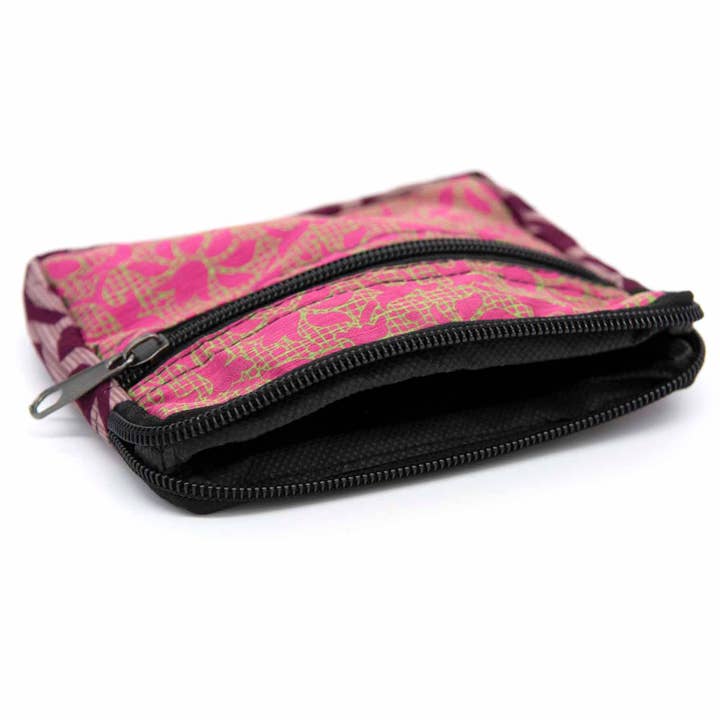 Multi Recycled Sari Double Zip Purse for wholesale on Faire2