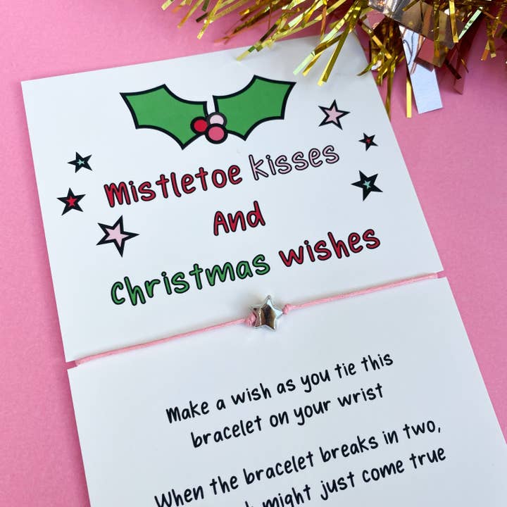 The Happy Company - Wholesale Charm/dangle bracelet - Mistletoe kisses and Christmas wishes Wish Bracelet | wish string bracelet