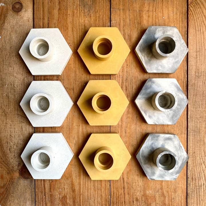 Hexagonal Concrete Candle Holder for wholesale by Concretely Co