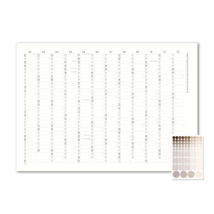 SANS.design - Wholesale Calendar - Calendar with adhesive dots 2026 - A2 / A19