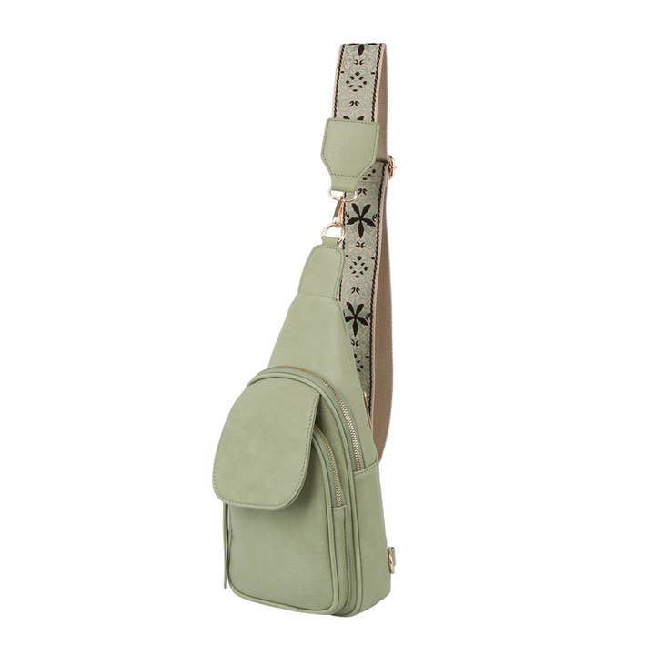 Handbag Factory Corp - Wholesale Crossbody Bag - Women's - Flap front double zip sling backpack