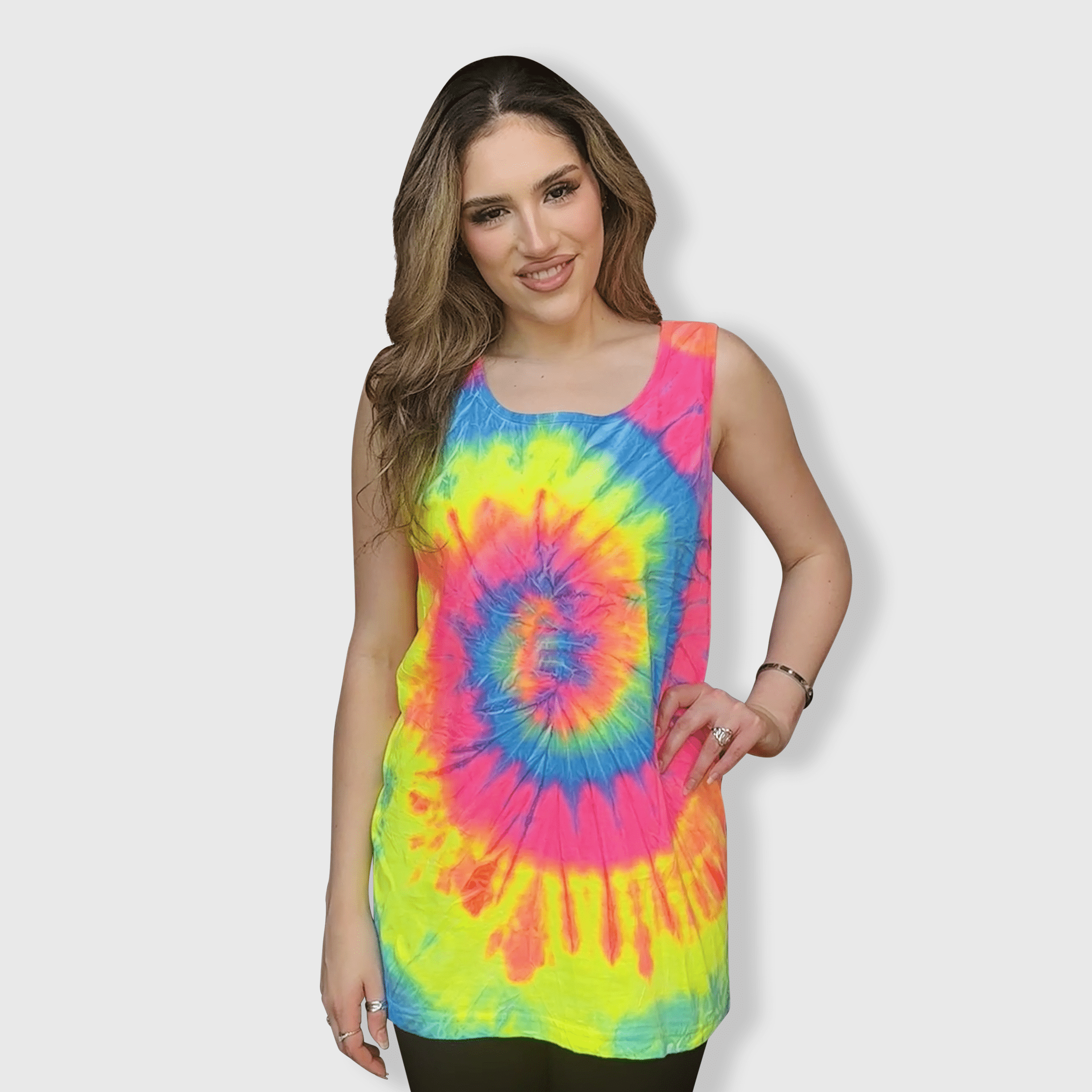 ILTEX Apparel - Wholesale Tank Top - Women's - Tie Dye Neon Rainbow Tank Top1