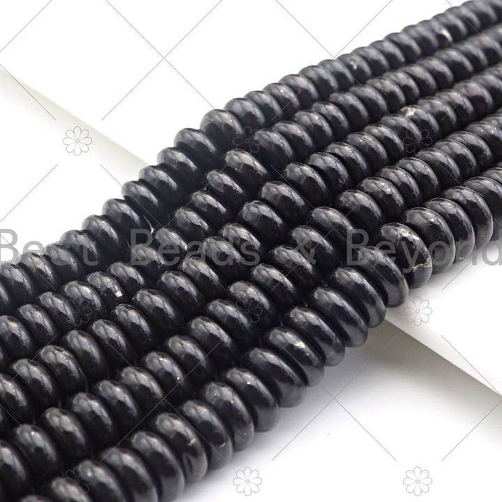 Toppkvalitet Rondelle Form Shungite, Slät Rondelle Shungite, Healing Sten, Äkta Shungite 3x6mm/5x10mm, 15,5" Full Strand, Sku #U984 för wholesale av BestBeads&Beyond