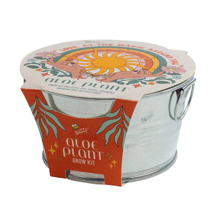 Buzzy, Inc. - Wholesale Plant Seeds - Buzzy Seeds Mini Galvanized Basin - Aloe Plant Grow Kit