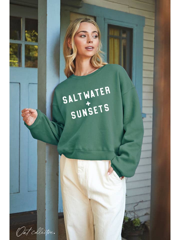 OAT COLLECTIVE - Wholesale Graphic Sweatshirt - Women's - SALT WATER AND SUNSETS Mid Graphic Sweatshirt