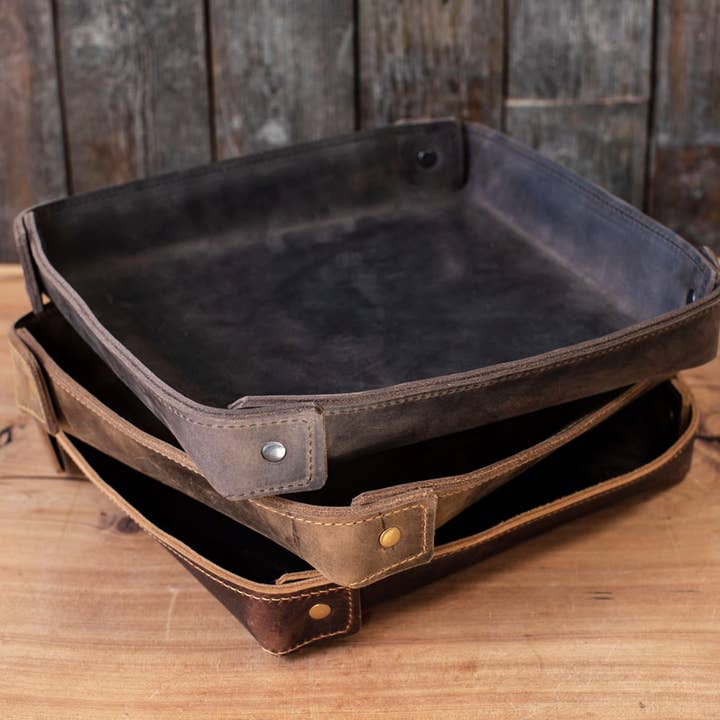 Lifetime Leather Co - Wholesale Decorative Tray - Leather Valet Tray - San Tan Series Double