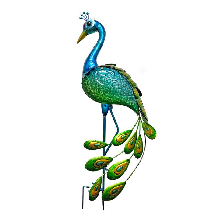 Solar Lighted Peacock Garden Stake/Statue for wholesale by Continental Art Center