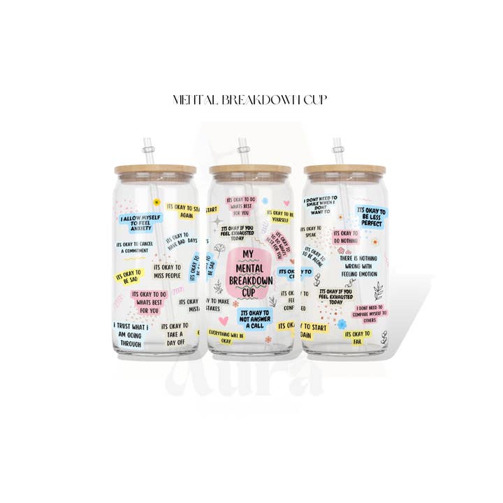 Mental Breakdown Glasbecher für den Großhandel von Aura Simply Creates