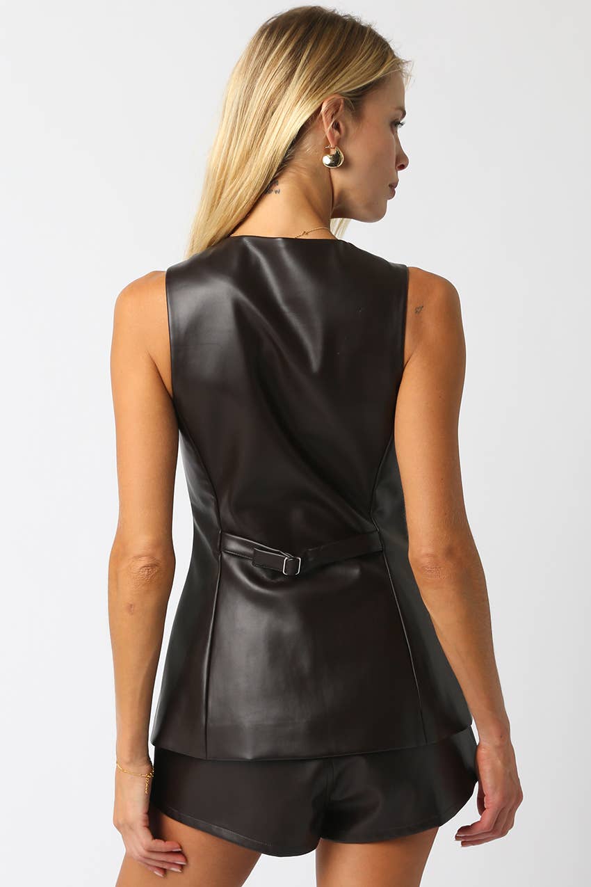 Olivaceous - Wholesale Button Down Shirt - Women's - Jenna Pu Button Top12