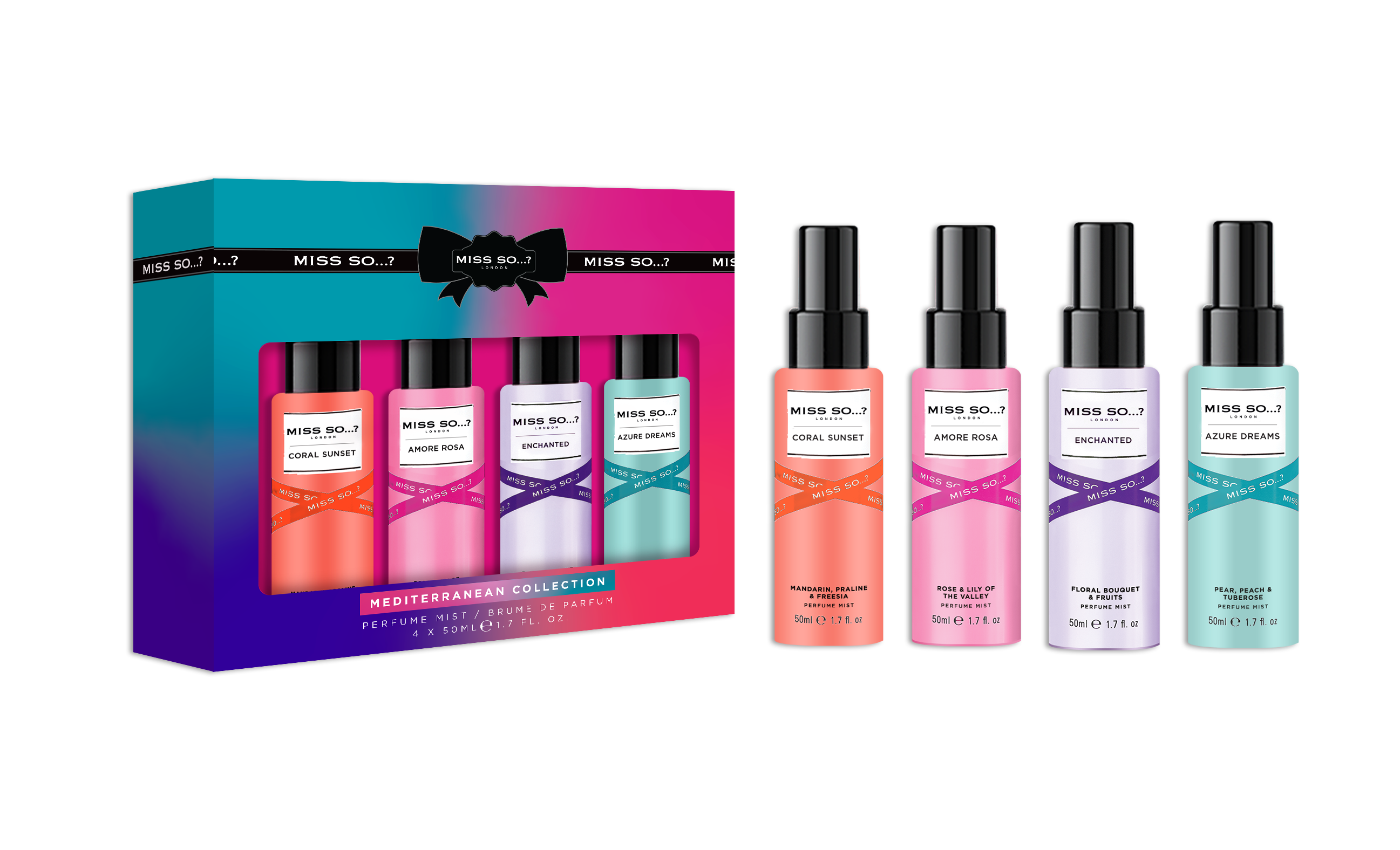 BEAUTY FOULE DIFFUSION - Wholesale Face & Body Mist/Water - BODY PERFUME SET 4 X 50ML - MISS SO...? MEDITATE0
