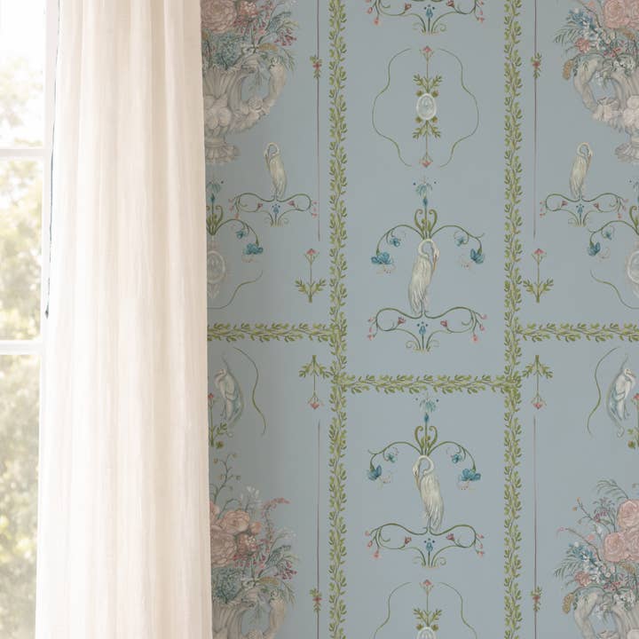 Melissa Dayton Art and Design - Wholesale Wallpaper - Crathes Urn Blue Wallpaper4