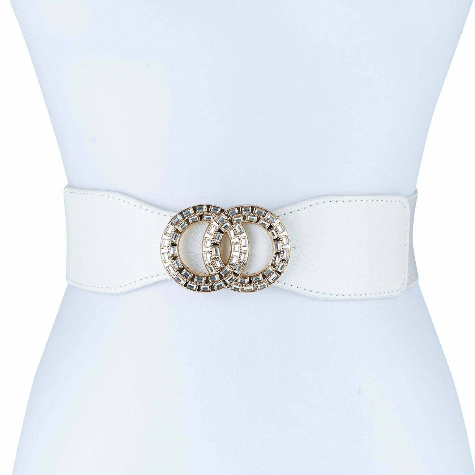 Diacly - Vente Ceinture – femme - Ceinture élastique à double anneau en strass4
