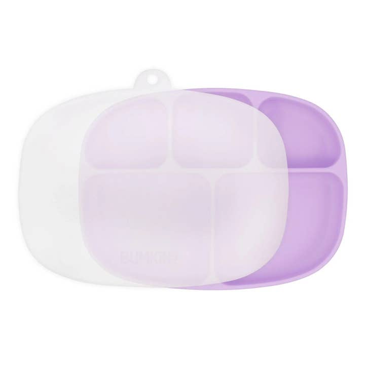 Silicone Grip Dish with Lid (5 Section): Lavender for wholesale by Bumkins