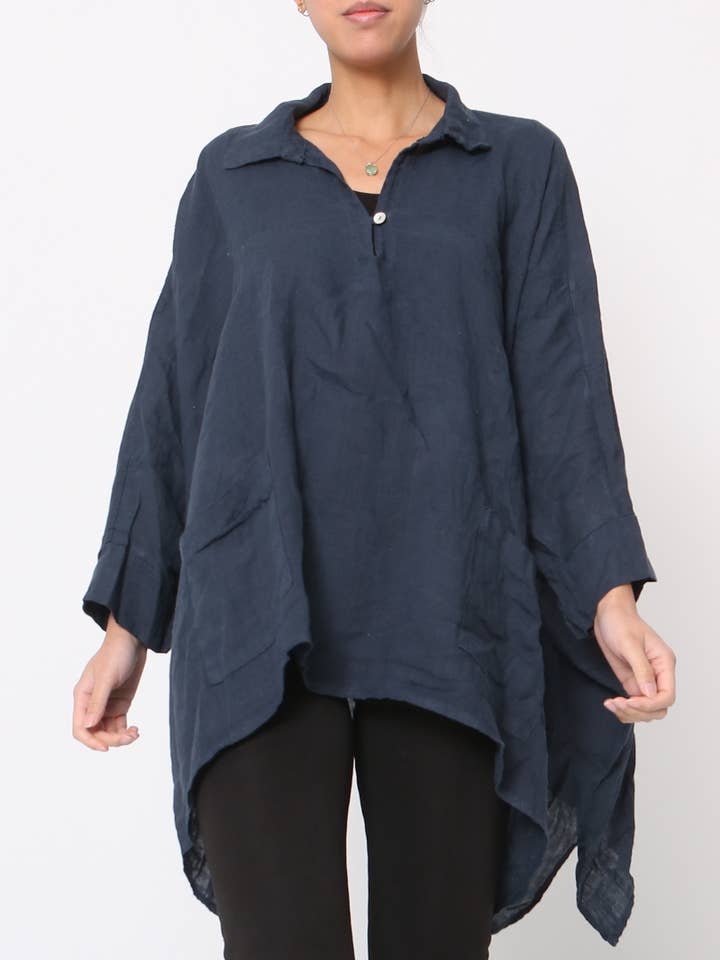 100% linen tunic REF. 11645 for wholesale by LÉA & LUC