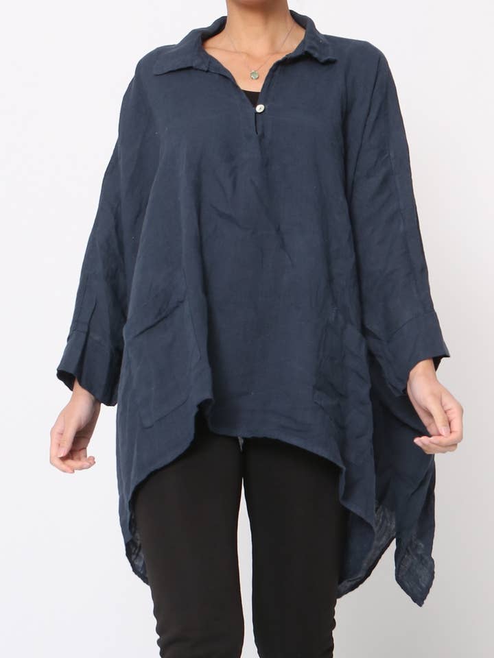 100% linen tunic REF. 11645 for wholesale by LÉA & LUC