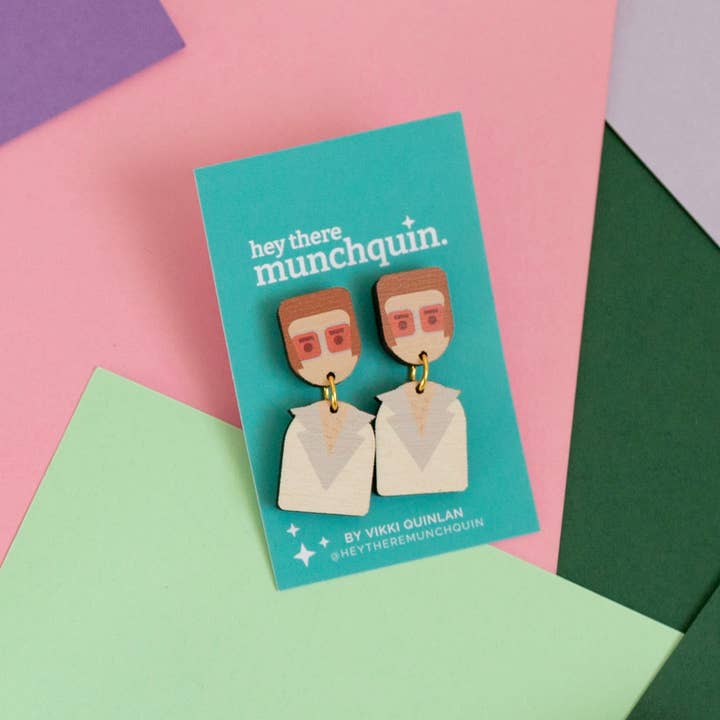 Hey There Munchquin - Wholesale Dangle Earrings - David Bowie (Life on Mars) - wooden dangle earrings6